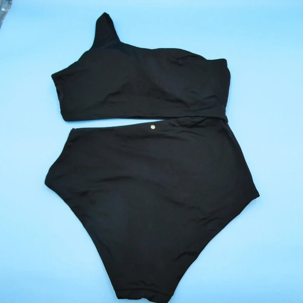 Victorias Secret XL Black One Shoulder Cutout Padded One Piece Swimsuit Beach VS